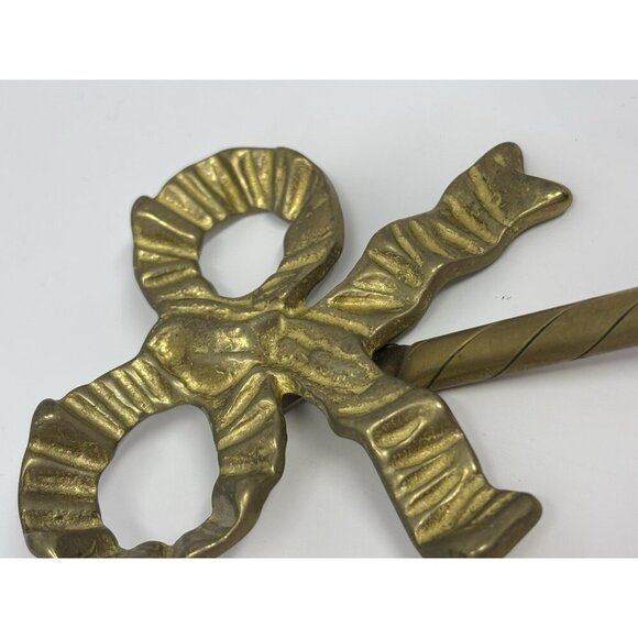 Vintage Brass Bow Wall Hook W/Porcelain Knob Wall Mount Towel Coat Towel Hang - Picture 2 of 7